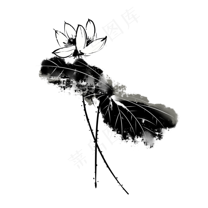水墨中国风荷花莲花(2000X2000(DPI:299))psd模版下载