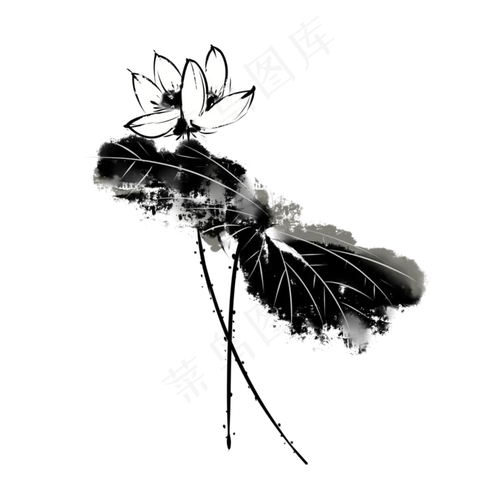 水墨中国风荷花莲花(2000X2000(DPI:299))psd模版下载