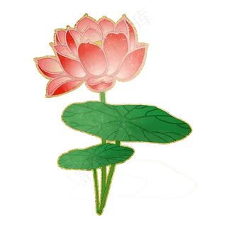 胭红荷花中国风花卉PNG素材
