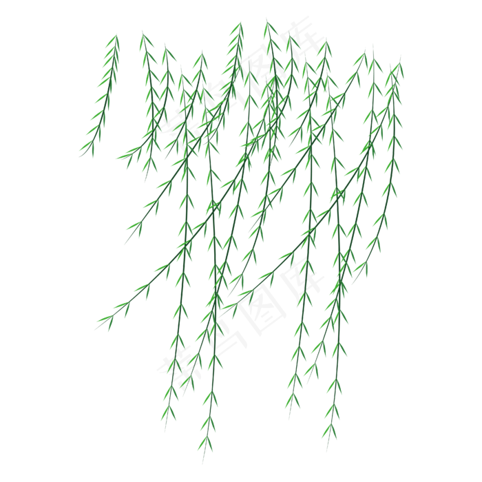矢量卡通绿色柳叶,免抠元素