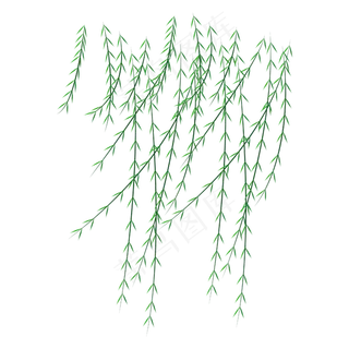 矢量卡通绿色柳叶,免抠元素