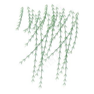 矢量卡通绿色柳叶,免抠元素