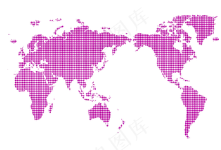 紫色简约格子世界地图不规则图形,免抠元素