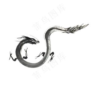 图腾龙纹饰水墨神兽PNG,免抠元素