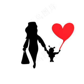 母亲节剪影妈妈图案免抠素材