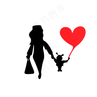 母亲节剪影妈妈图案免抠素材