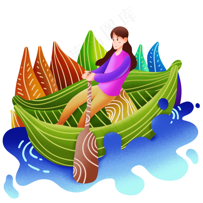 端午节划船的插画