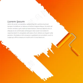 粉刷白墙的黄色滚筒