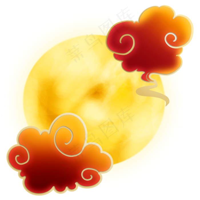 古风月亮和祥云