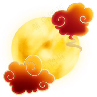 古风月亮和祥云