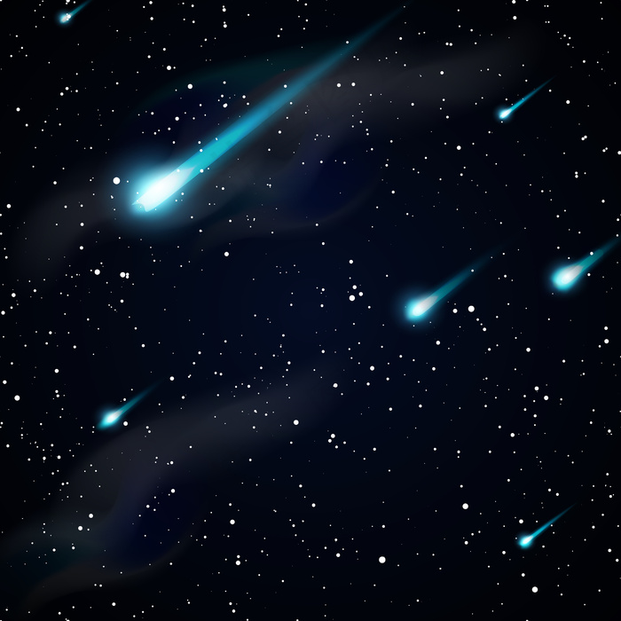 流星、流星或彗星。星空背景。