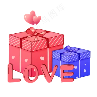 情人节LOVE礼盒手绘