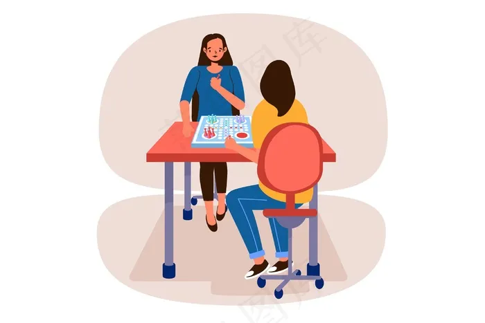 玩ludo游戏的女人eps,ai矢量模版下载