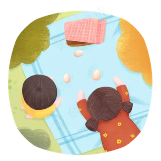 二十四节气秋分风景野餐竖蛋女孩