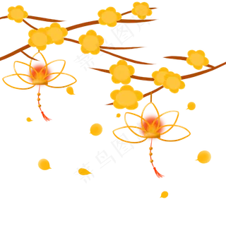 新春金色梅花灯笼