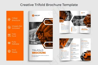 创意企业三折页宣传单,DM传单小册子模板设计