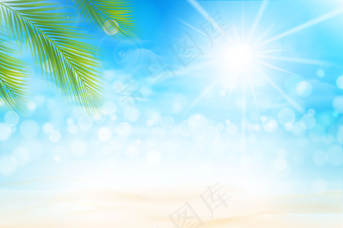 夏季抽象背景光照效果沙滩