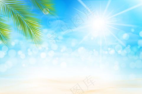 夏季抽象背景光照效果沙滩