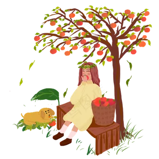 霜降吃柿子习俗卡通手绘免扣元素