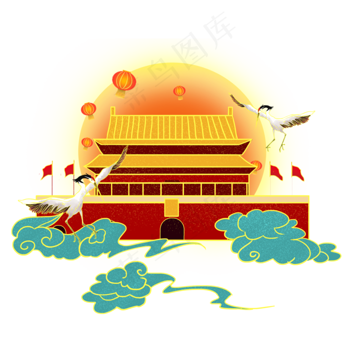 国潮中秋国庆素材