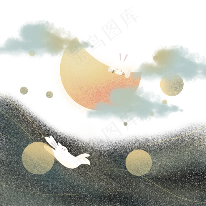 中秋节十五星星兔子月亮(1125X2436(DPI:72))psd模版下载