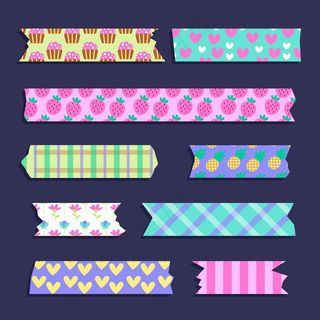 带可爱水果和心形的洗脸胶带