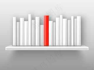 书架上有白色的书和红色的书