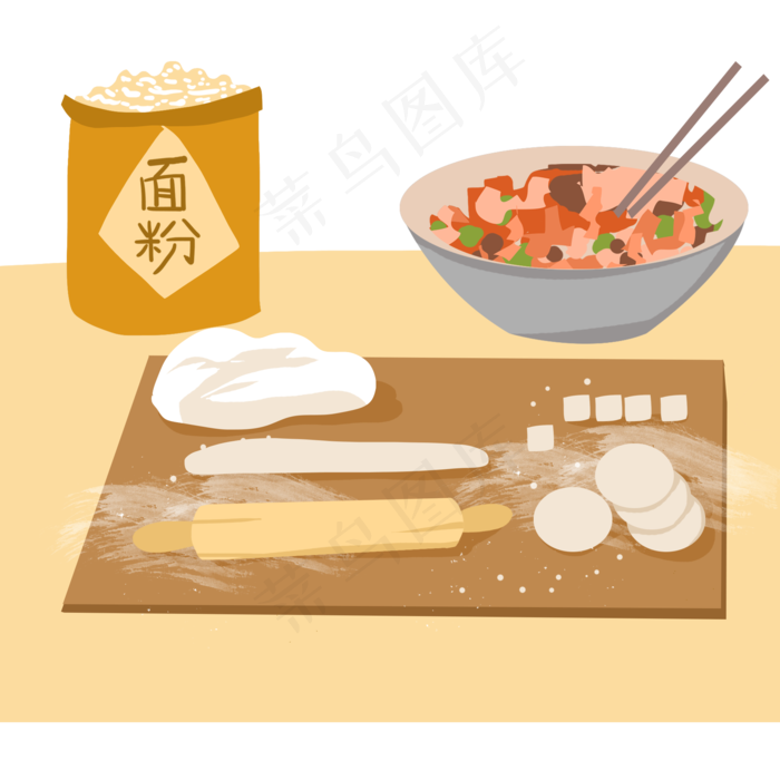 冬至包饺子流程(2000X2000(DPI:300))psd模版下载