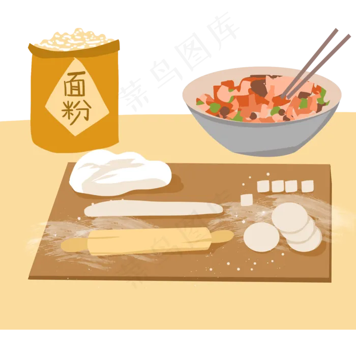 冬至包饺子流程(2000X2000(DPI:300))psd模版下载