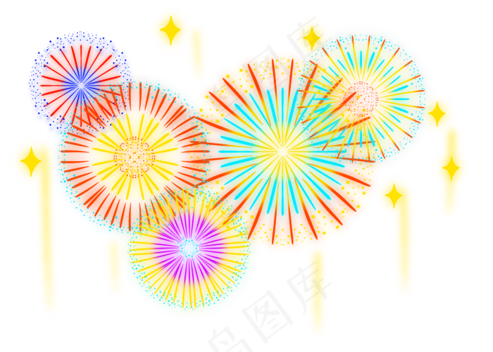 燃放的彩色烟花(2800X2000(DPI:300))psd模版下载