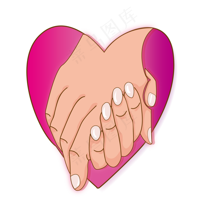 七夕甜蜜牵手手绘图案