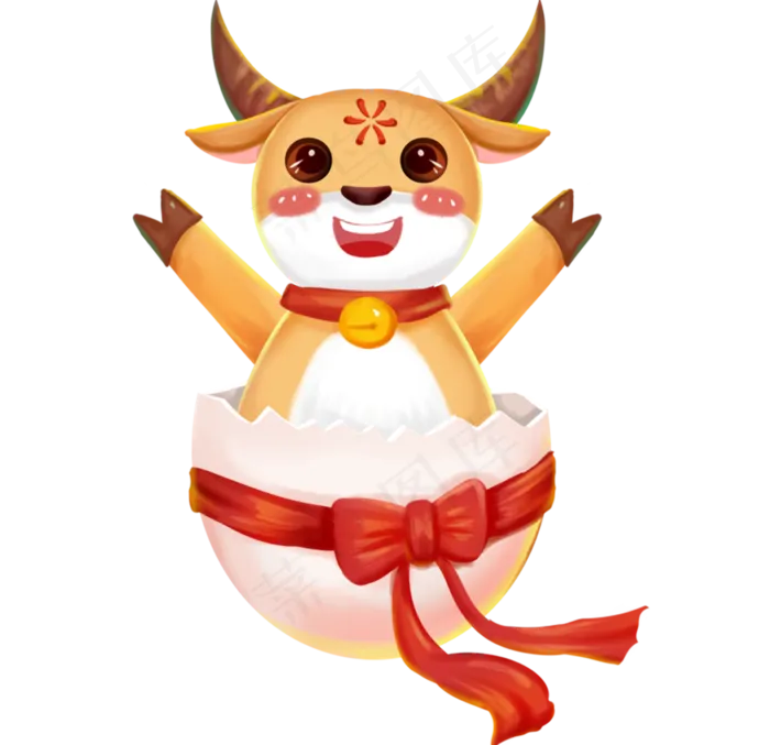 2021元旦牛年小牛(1674X1620(DPI:300))psd模版下载