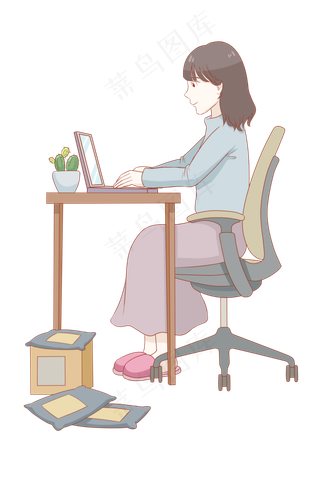 卡通双十一购物手绘