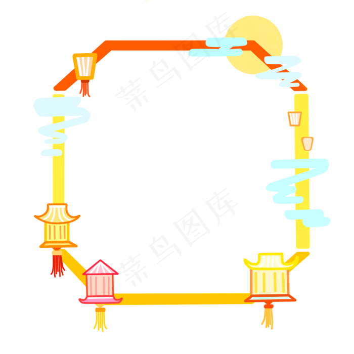 黄色中秋节边框(2700X2700(DPI:300))psd模版下载