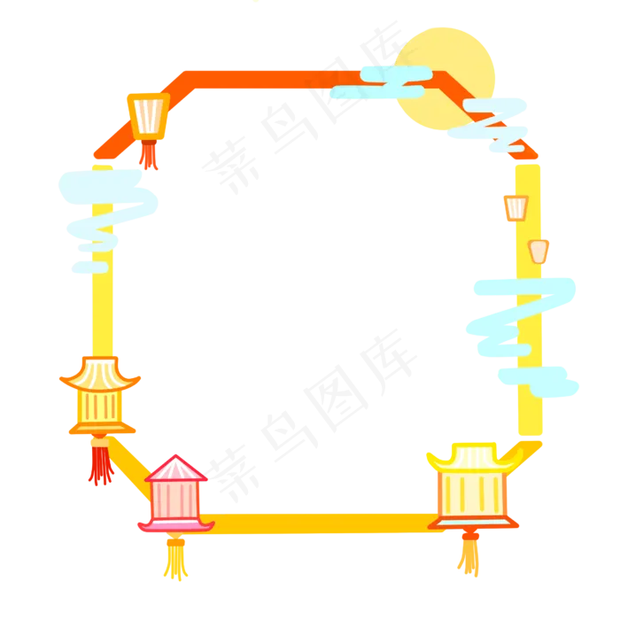 黄色中秋节边框(2700X2700(DPI:300))psd模版下载