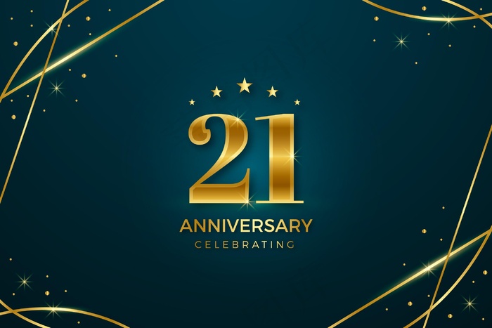金色 21 周年背景