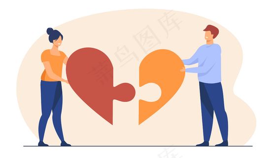 幸福的一对把心连在一起