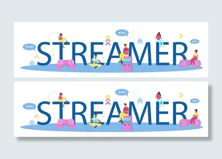 专业拖缆头概念。玩电脑游戏的人。电子竞技团队，专业游戏。虚拟冠军。卡通式矢量插图