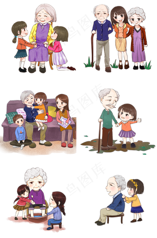 手绘卡通可爱重阳节集合