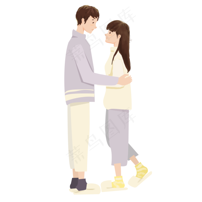 七夕情侣情人约会插画