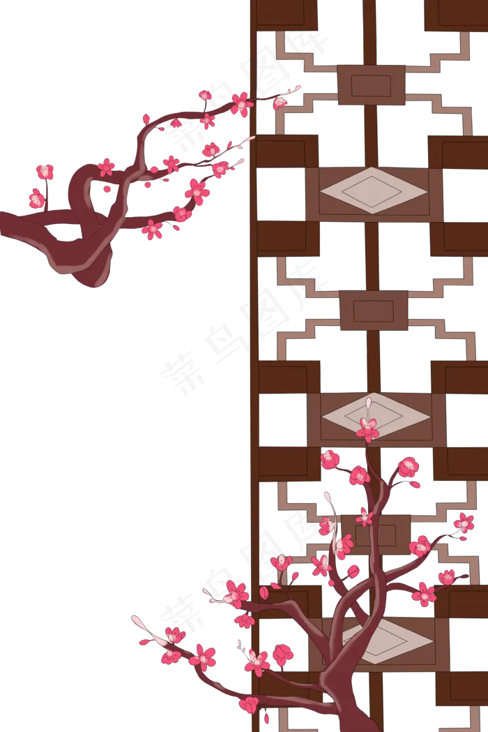 春节中式梅花屏风(3545X5313(DPI:300))psd模版下载