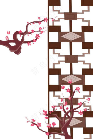 春节中式梅花屏风