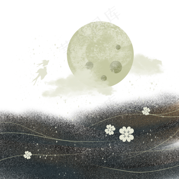 中秋节十五星星月亮(2048X2048(DPI:132))psd模版下载