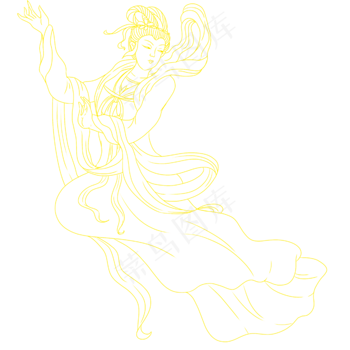 金色线描奔月嫦娥(3000X3000(DPI:300))psd模版下载