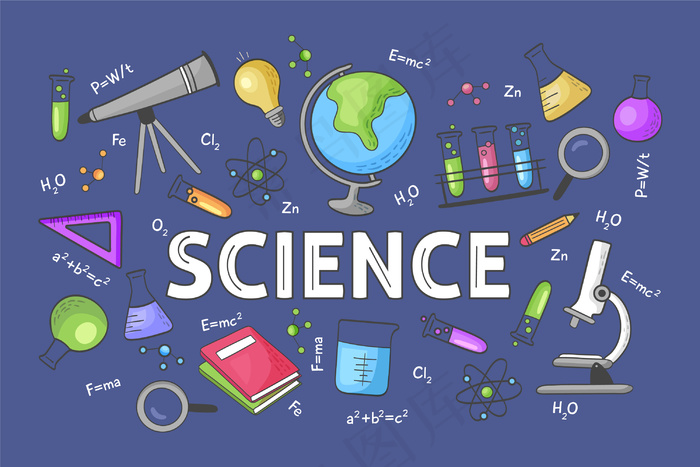 手绘科学教育背景eps,ai矢量模版下载