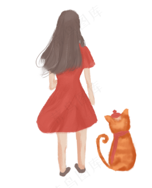 女孩猫咪