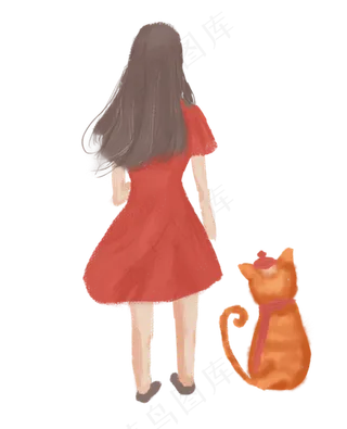 女孩猫咪