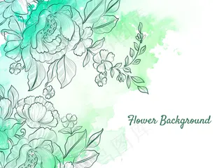 抽象手绘花软绿色粉彩背景
