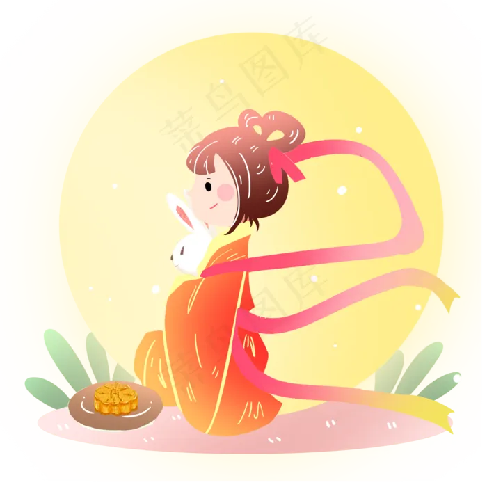 中秋节嫦娥玉兔月饼素材(2000X2000(DPI:300))psd模版下载