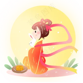 中秋节嫦娥玉兔月饼素材